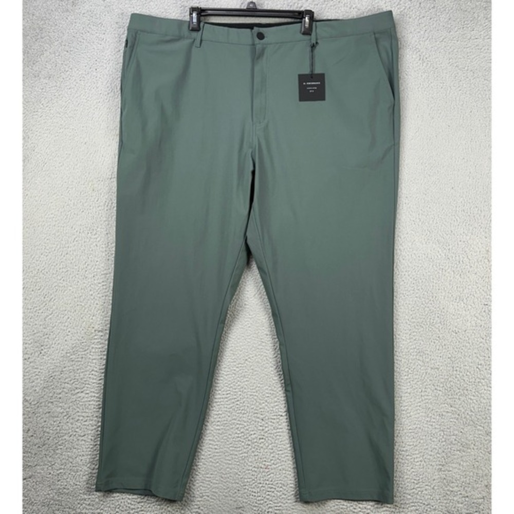 01.Algo Mens Chino Golf Pants 44 Green Performance Tech Flat Front Straight NEW